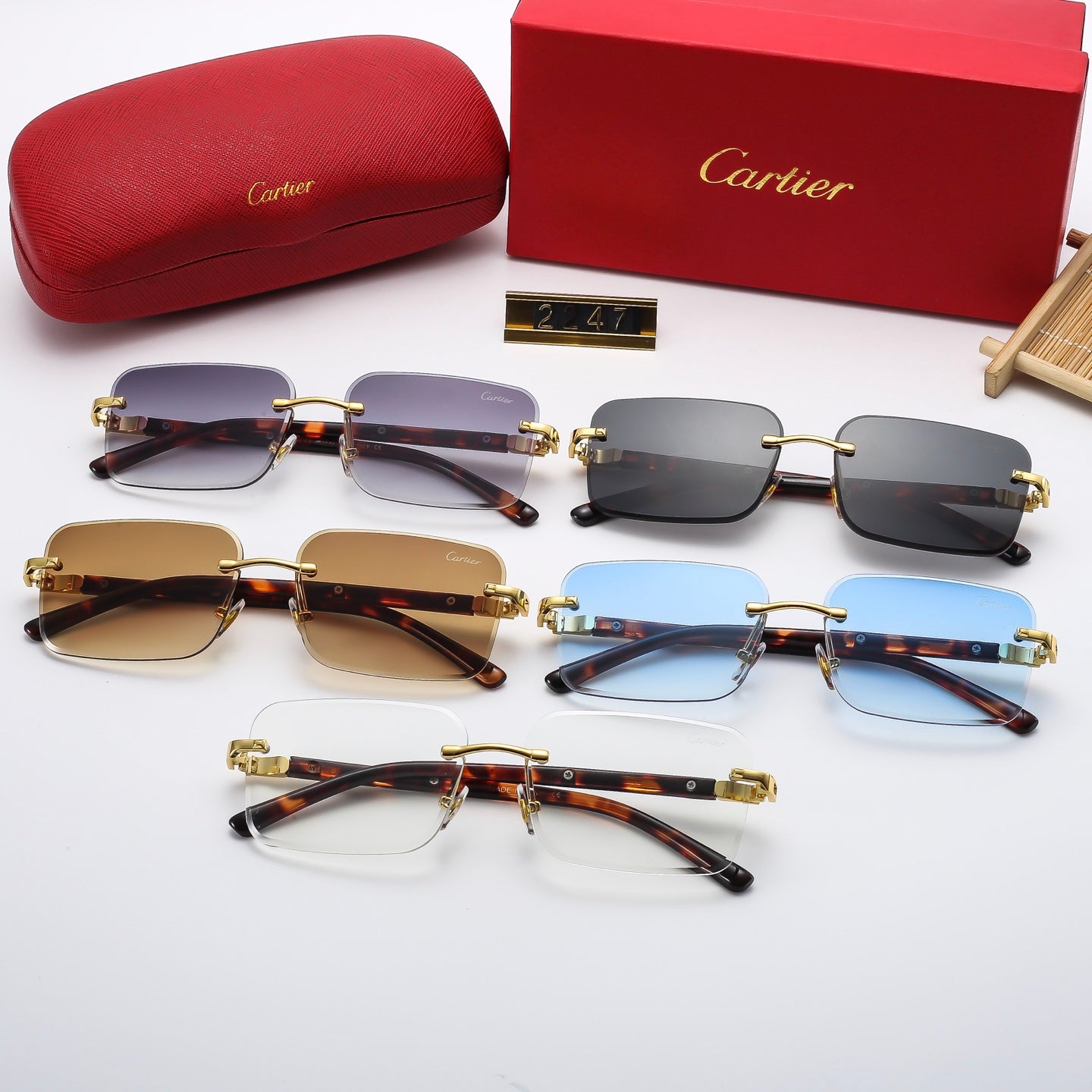 5 Colors Fashion  frameless square sunglasses 2247